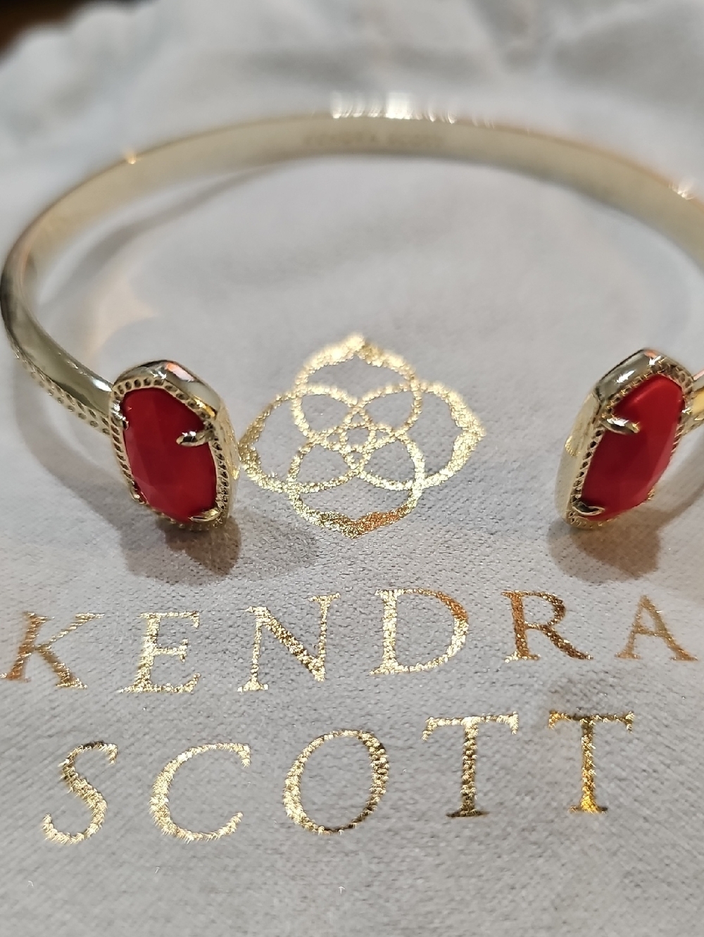 Kendra Scott Gold Bracelet with Coral Pink Stone Accents